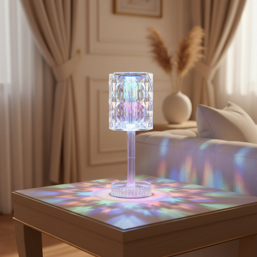 RGB Crystal Lamp with Remote | 16-Color Rechargeable LED Mood Light