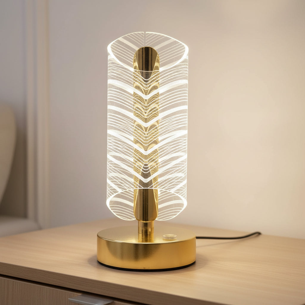 3D Feather LED Lamp | Rechargeable Bedside, Optical Illusion Decor