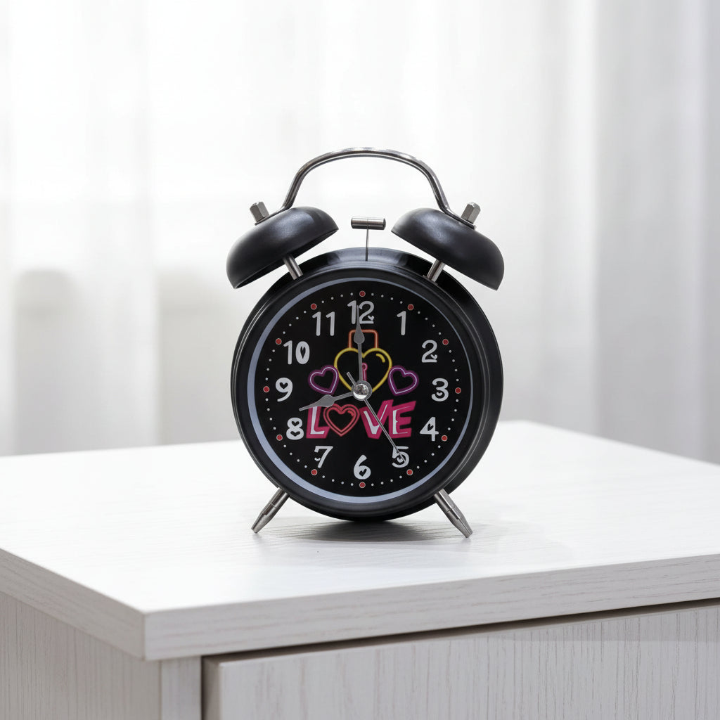 Matte Black 'Love Lock' Alarm Clock | Aesthetic Bedroom Decor