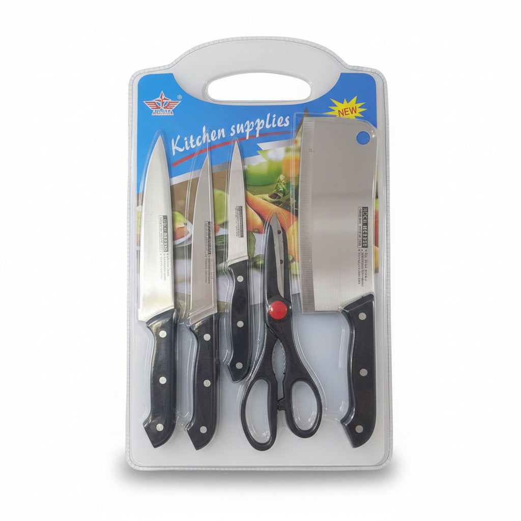 6-Piece Knife Set with Cutting Board | Chef Knives + Peeler