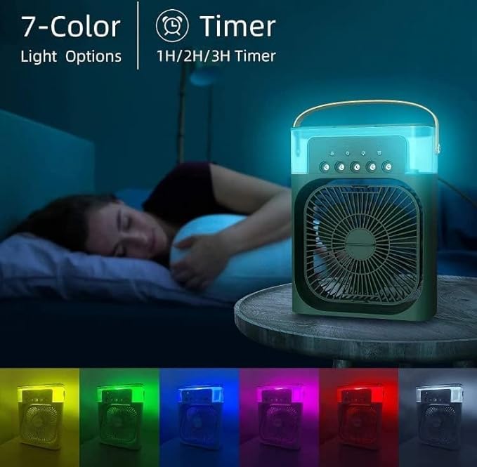 4-in-1 Portable Mist Air Cooler | USB Mini Air Cooler with 5 Mist Modes, Humidifier & LED Night Light