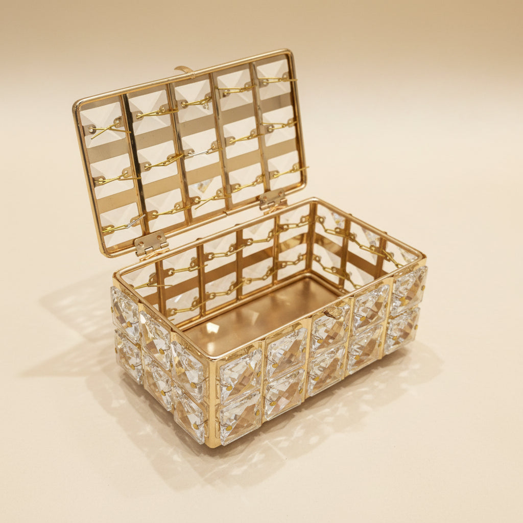 Vintage Crystal & Metal Jewelry Box | Elegant Glass Keepsake Organizer