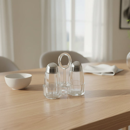 2-Piece Acrylic Salt & Pepper Set | Modern Clear Cruet with Handle