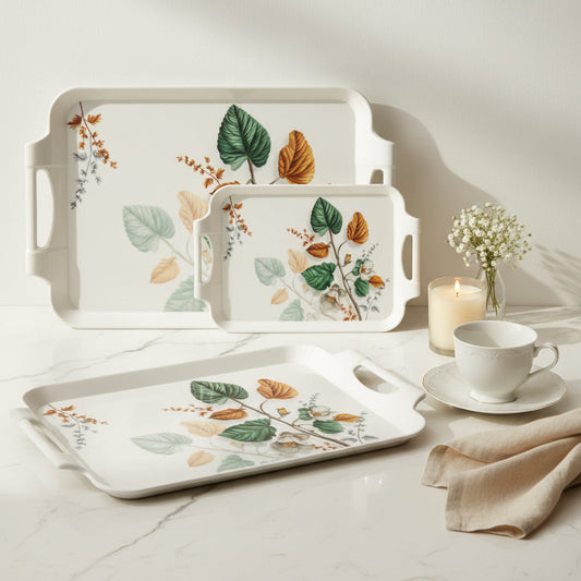 3-Piece Nested Melamine Food & Drink Serving Tray Set