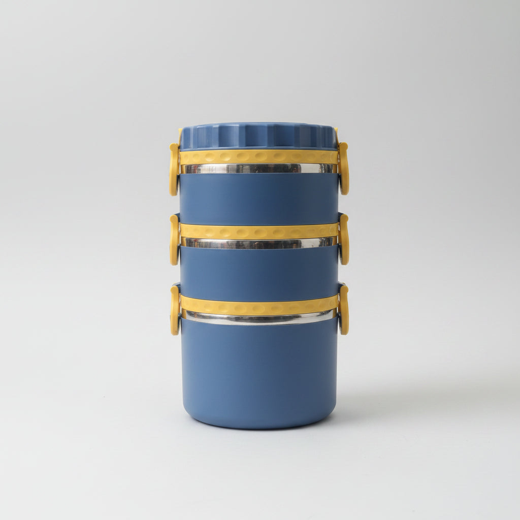 Heavy-Duty 3-Tier Tiffin | Large Steel Thermal Office Lunch Box