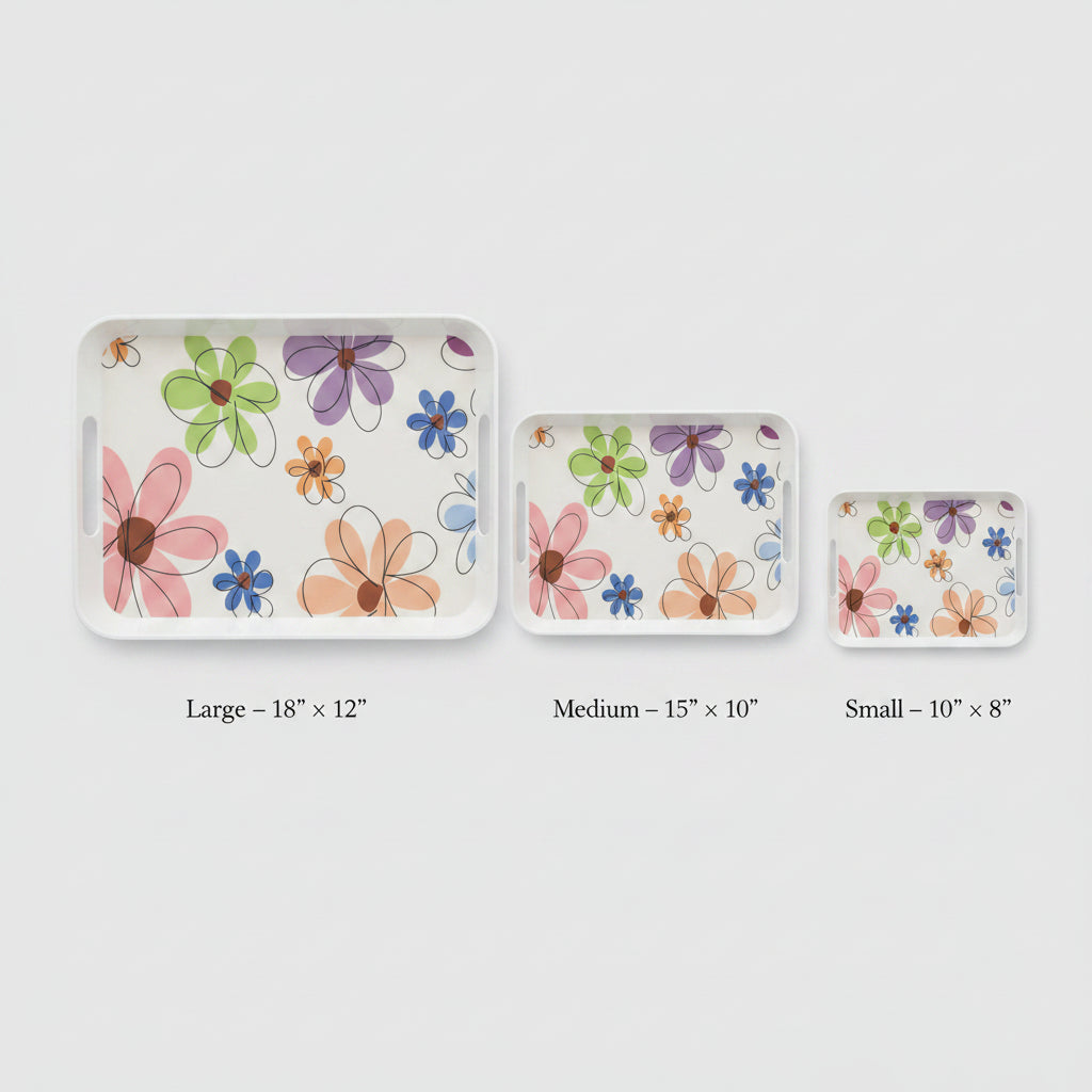 3-Piece Rectangular Melamine Tray Set | Turkish Glaze