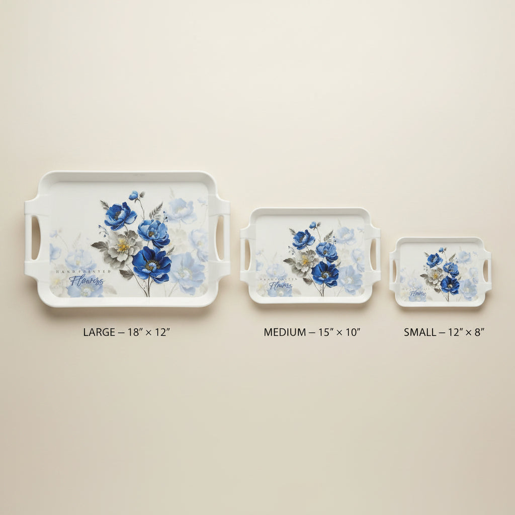 3-Piece Nested Melamine Food & Drink Serving Tray Set