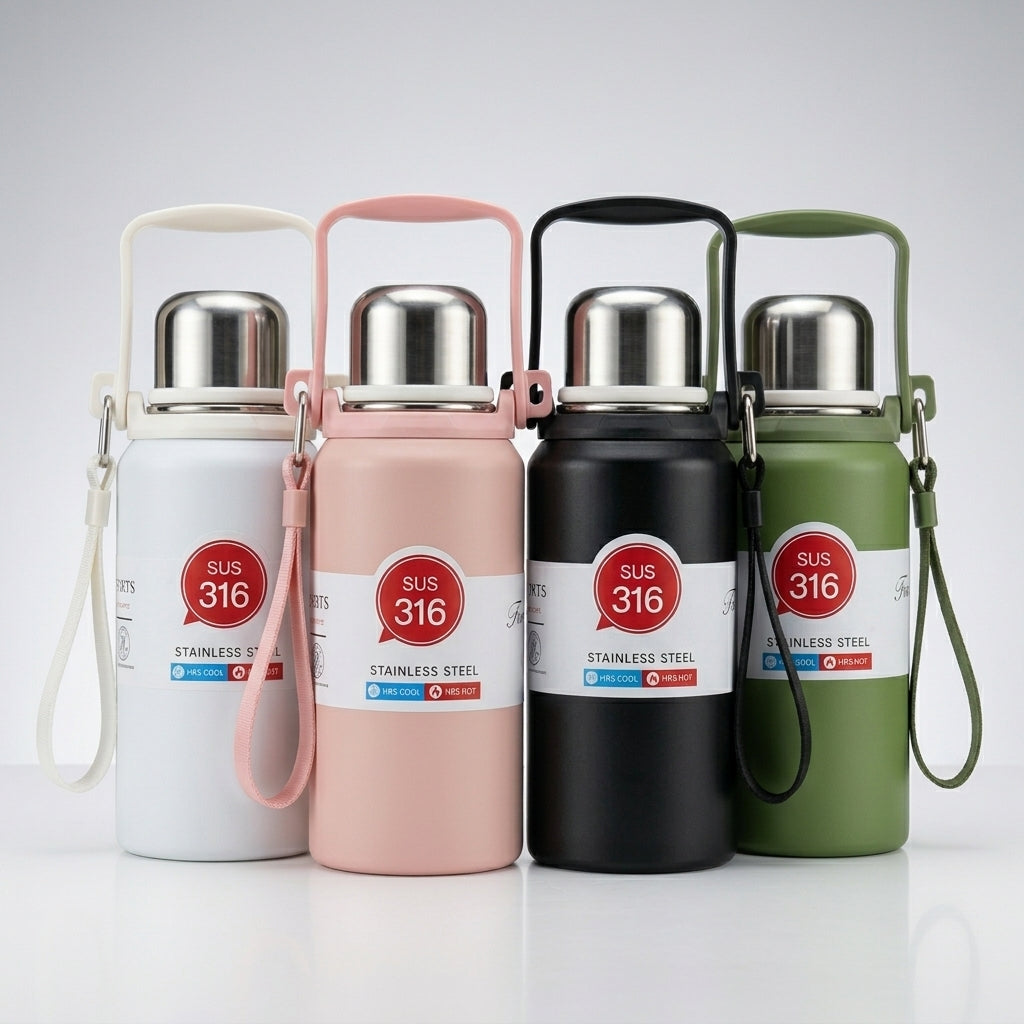 Premium SUS 316 Stainless Steel Vacuum Flask | 1000ml High-Capacity Travel Thermos