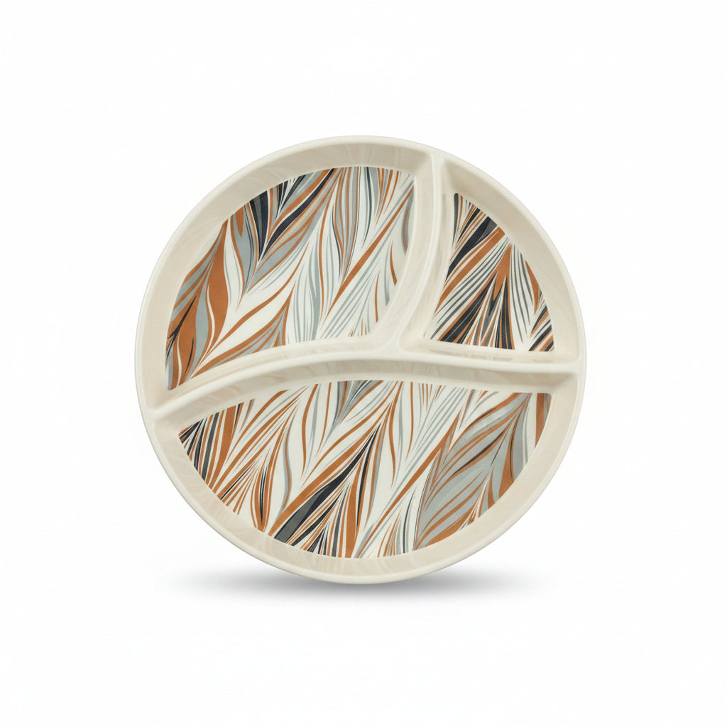 10" 3-Compartment Melamine Serving Platter | Chip & Dip