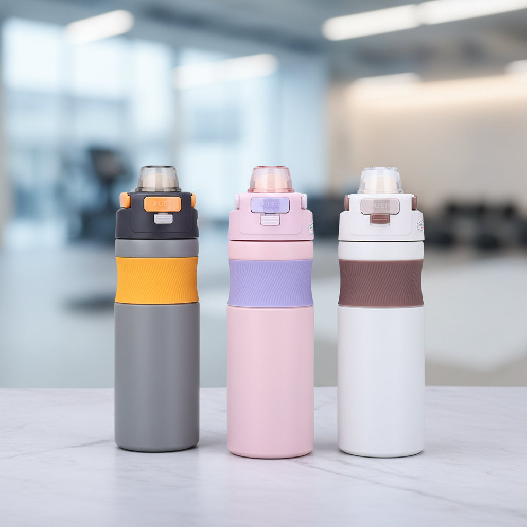 580ml Gym Bottle | Non-Slip Grip, Sweatproof Steel Flask