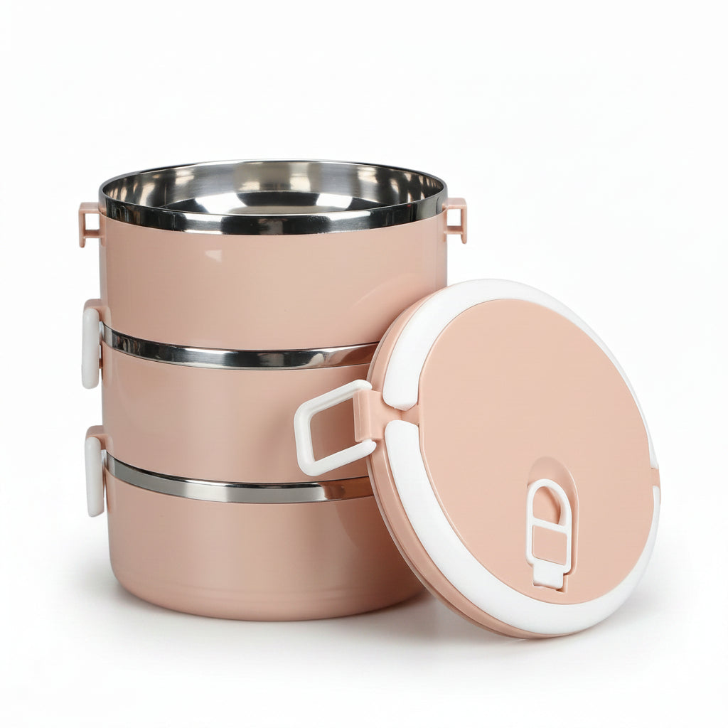 3-Tier Insulated Tiffin | Steel Thermal Lunch Box, Leakproof