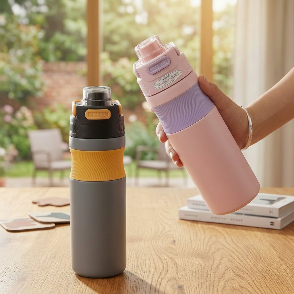 580ml Gym Bottle | Non-Slip Grip, Sweatproof Steel Flask