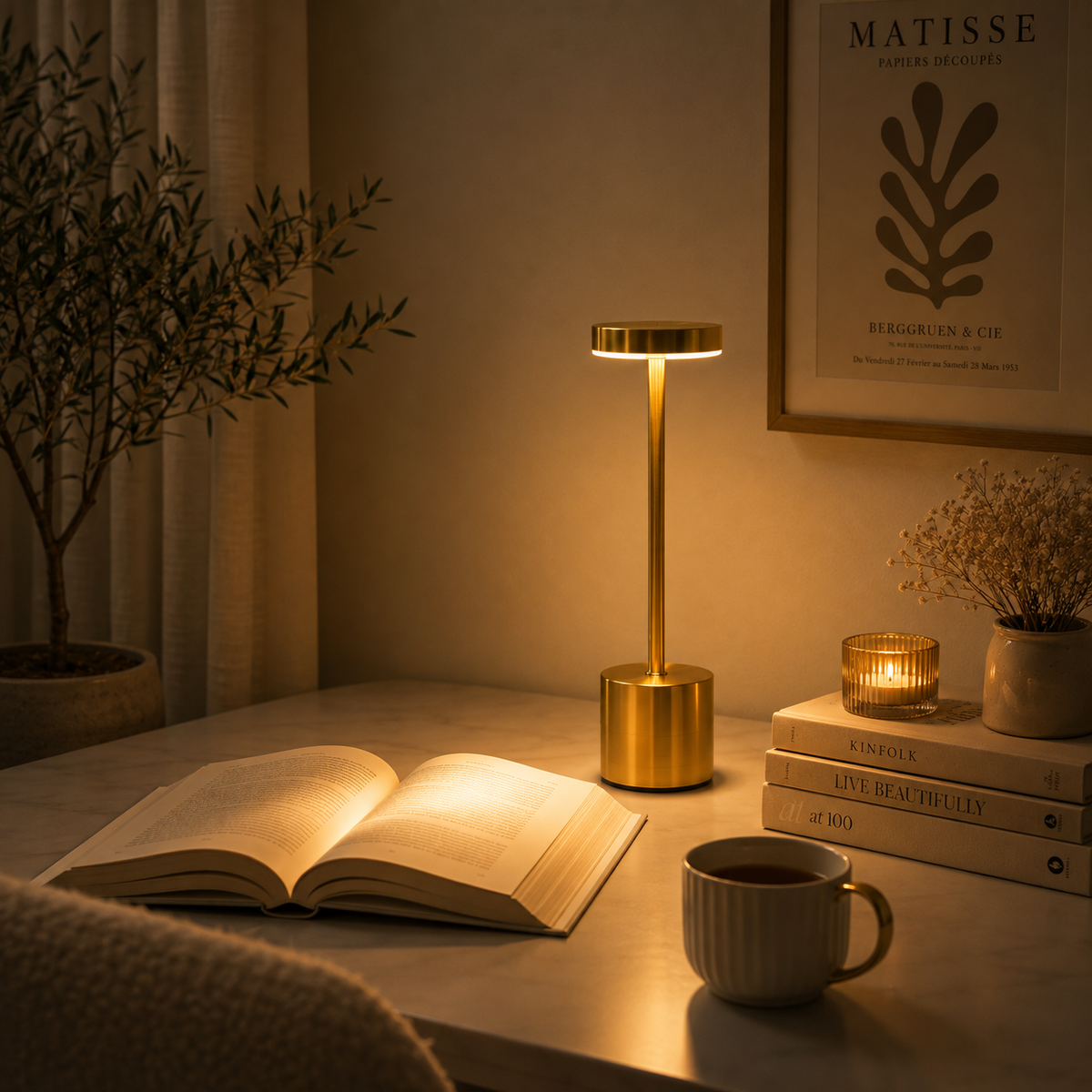 Metal Rechargeable Table Lamp with Touch Control & 3 Light Modes