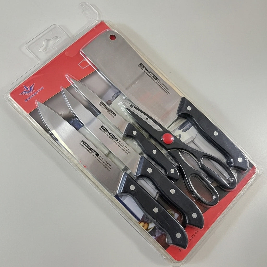 5-Piece Kitchen Knife Set | Non-Stick Chef Knives + Shears