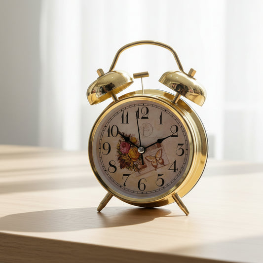 Gold Floral Alarm Clock | Vintage Vanity Decor + Loud Bell