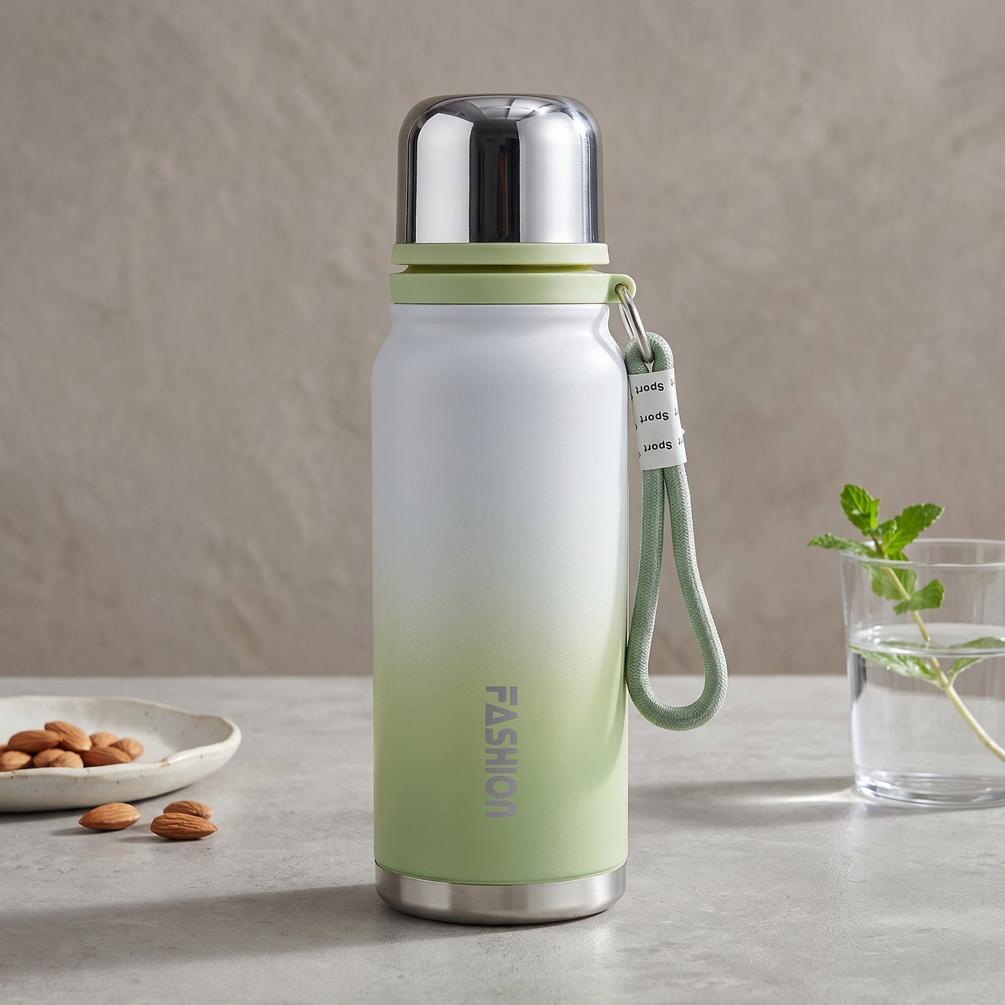 500ml Aesthetic Water Bottle for Girls | Gradient Pink/Green Thermos