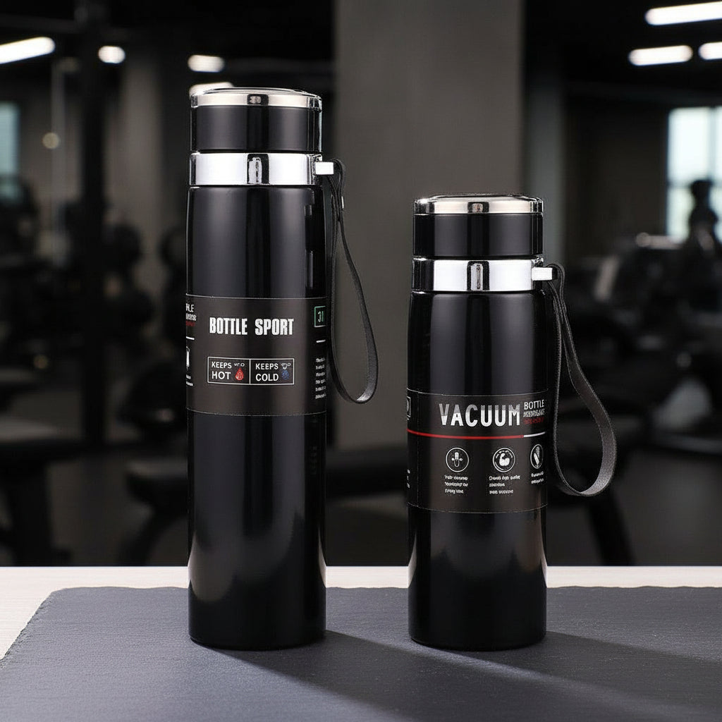 800ml–1L Travel Water Bottle | Steel Flask with Strap, 5 Colors
