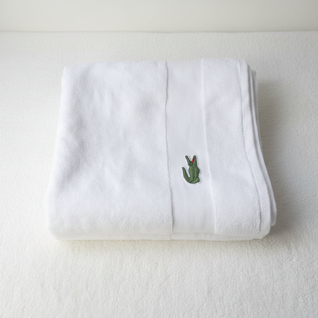 Lacoste Supima Cotton Bath Towel | Luxury White Hotel Towel