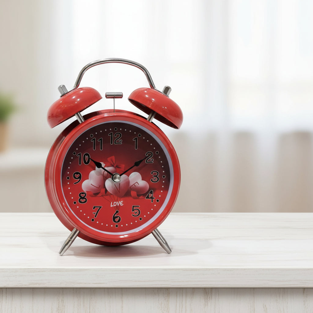 Red Heart Alarm Clock | Valentine's Gift + Loud Twin Bell