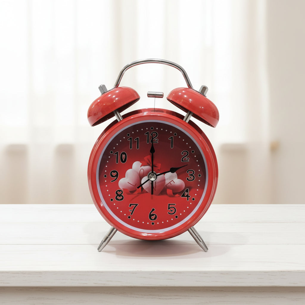Red Heart Alarm Clock | Valentine's Gift + Loud Twin Bell