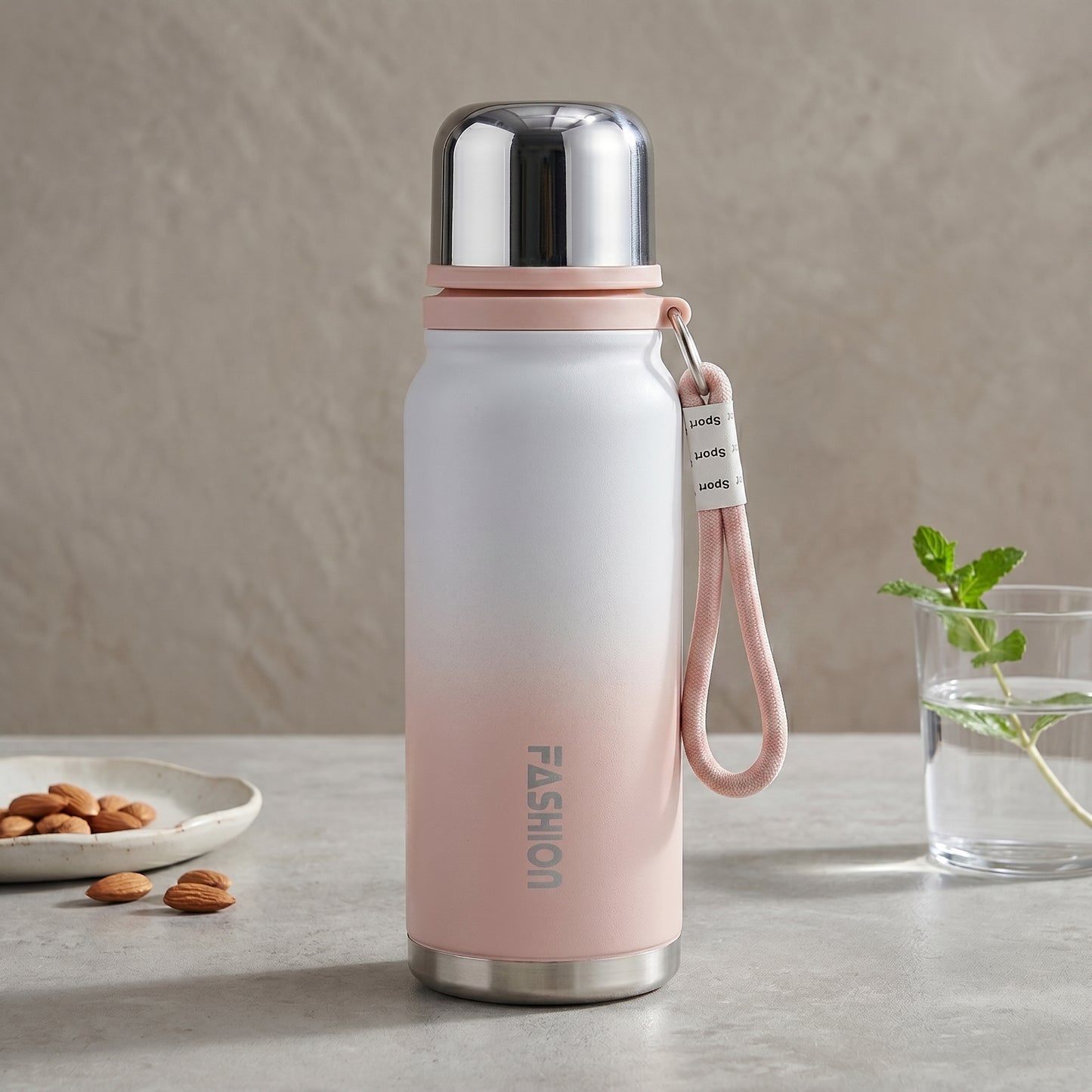 500ml Aesthetic Water Bottle for Girls | Gradient Pink/Green Thermos