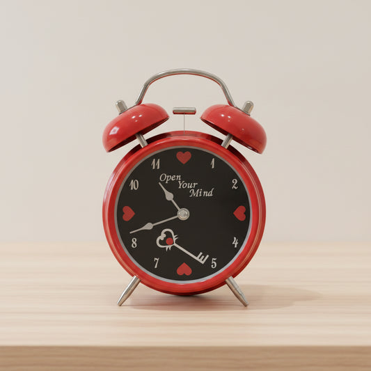 Vintage Twin Bell Alarm Clock | Loud Bell for Heavy Sleepers, Red Metal