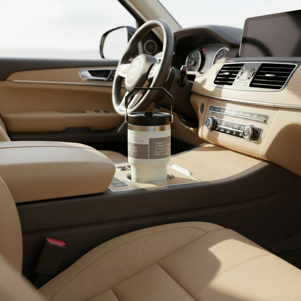 890ml Iced Coffee Tumbler with Straw | Fits Car Cupholder, 5 Colors
