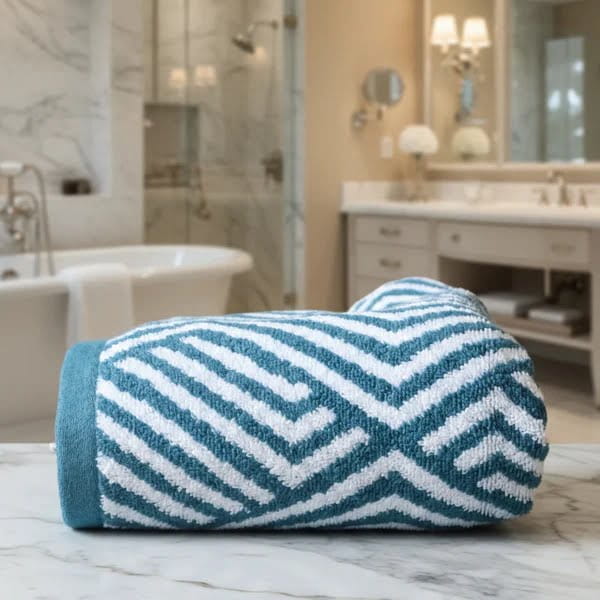 Geometric Cotton Towel 550 GSM | Bath & Hand Sizes, Premium Weave