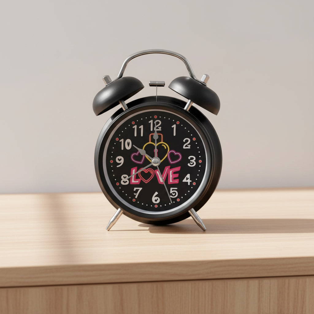 Matte Black 'Love Lock' Alarm Clock | Aesthetic Bedroom Decor