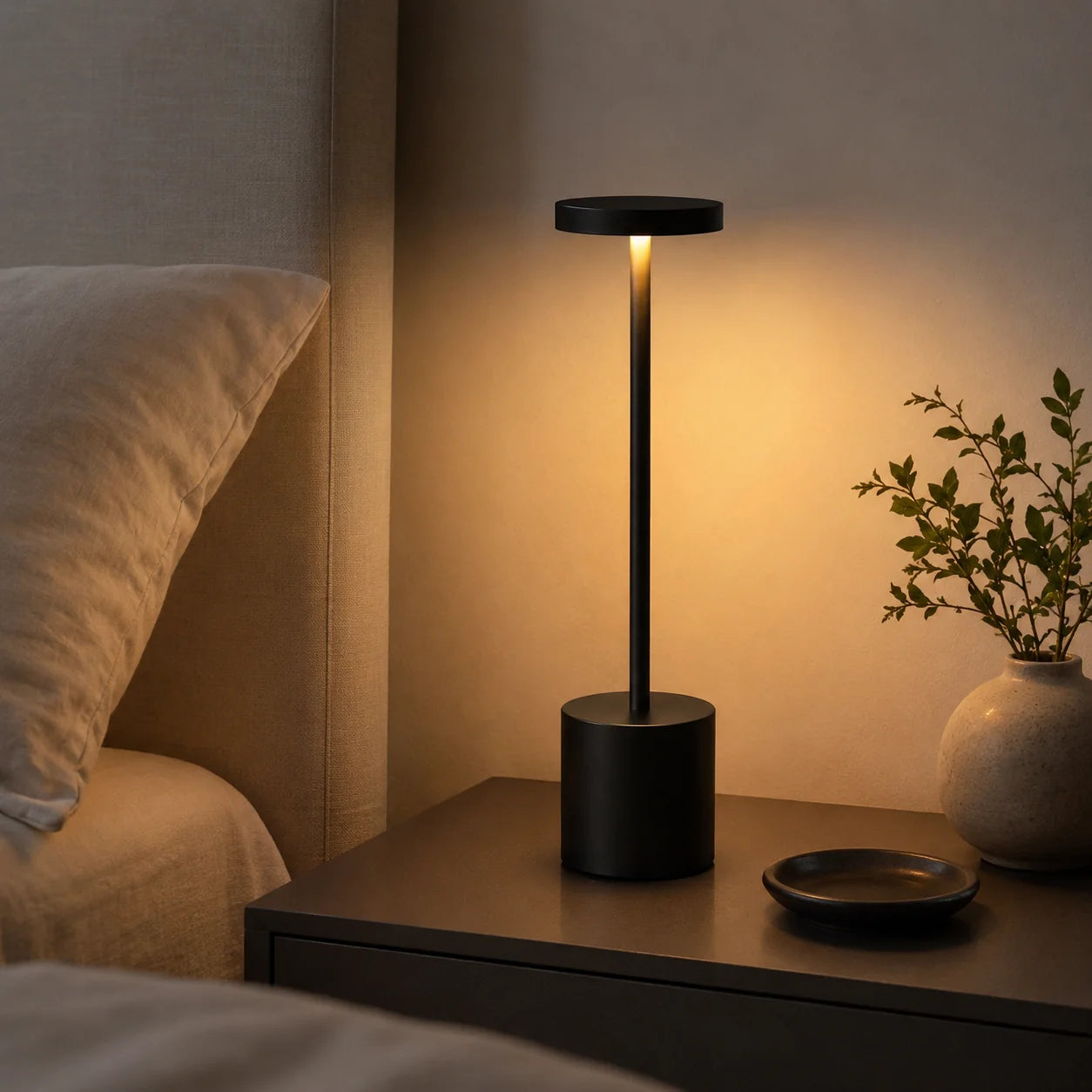 Metal Rechargeable Table Lamp with Touch Control & 3 Light Modes