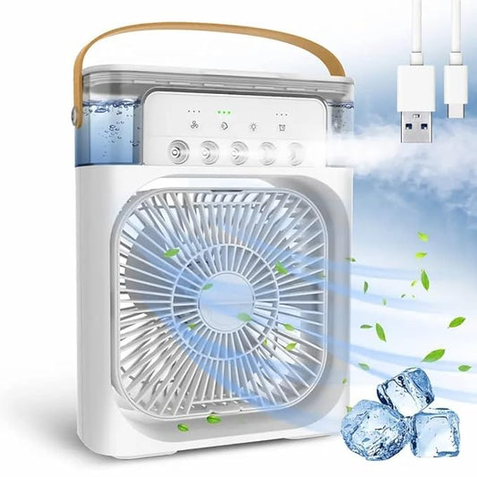 4-in-1 Portable Mist Air Cooler | USB Mini Air Cooler with 5 Mist Modes, Humidifier & LED Night Light