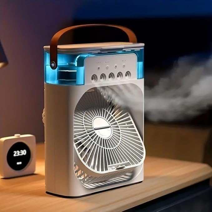 4-in-1 Portable Mist Air Cooler | USB Mini Air Cooler with 5 Mist Modes, Humidifier & LED Night Light