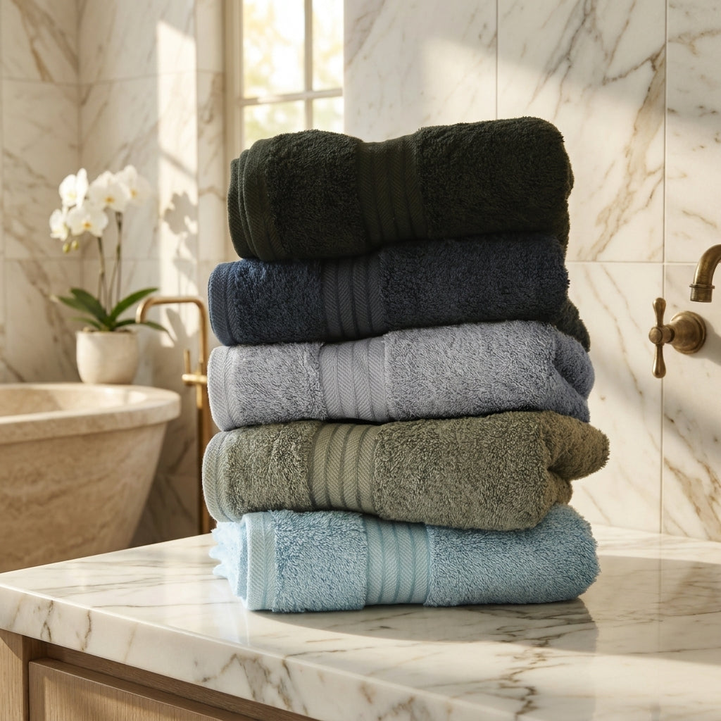 Pure Cotton Bath Towel 550 GSM | Chevron Pattern, 5 Colors