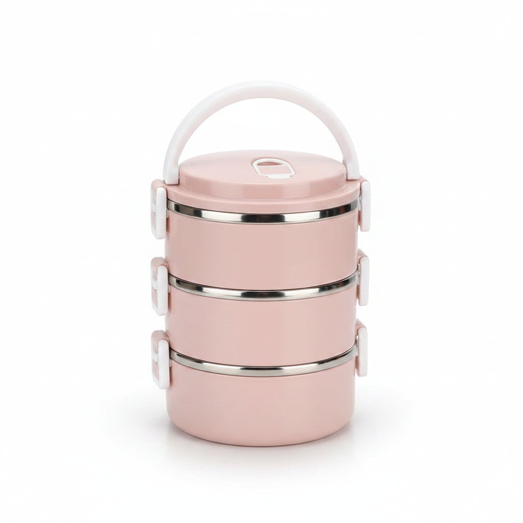 3-Tier Insulated Lunch Box | Office Tiffin Carrier, Stainless Steel