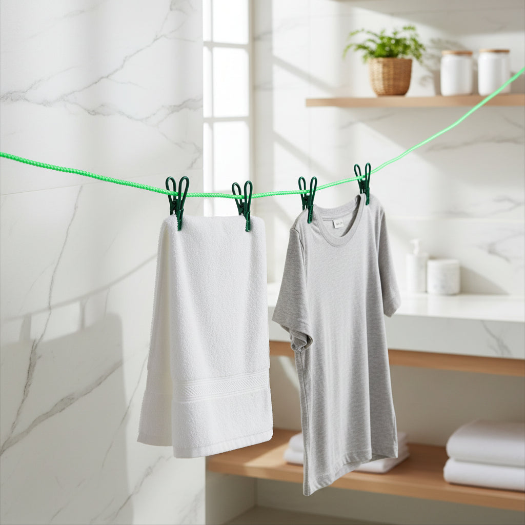 3m Portable Clothesline | Windproof Laundry Rope with 8 Clips