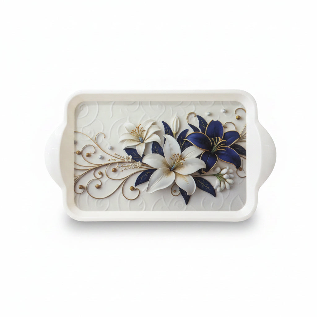 3-Piece Nested Melamine Tray Set |  Turkish Glaze Finishing