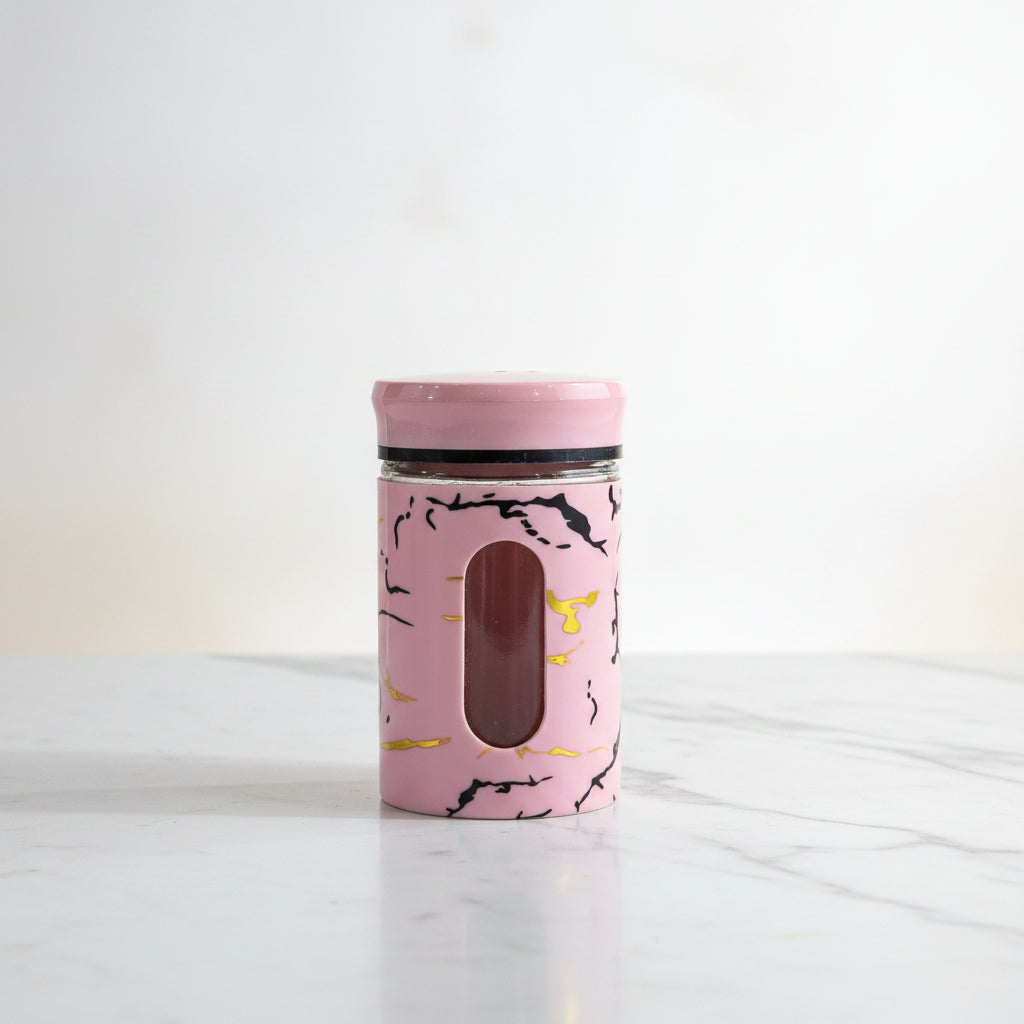 Marble-Pattern Spice Shaker | Glass Salt & Pepper Jar with Window