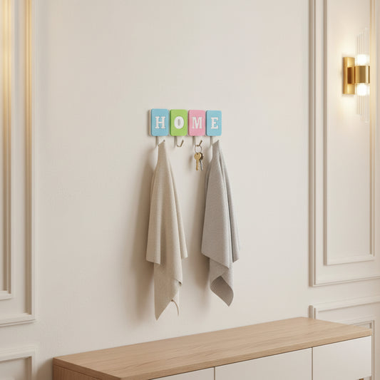 'HOME' Letter Wall Hooks | Adhesive, No-Drill Decorative Organizer