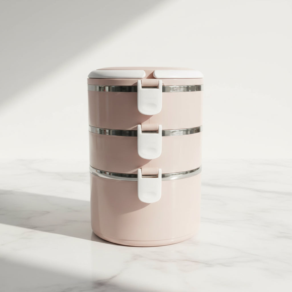 3-Tier Insulated Tiffin | Steel Thermal Lunch Box, Leakproof
