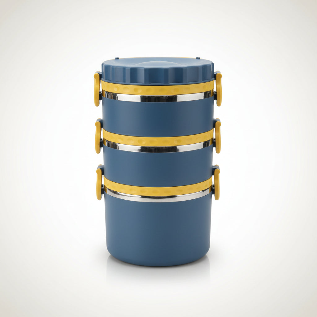 Heavy-Duty 3-Tier Tiffin | Large Steel Thermal Office Lunch Box