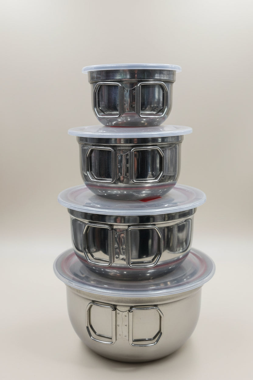 4-Piece Steel Food Storage Set | Airtight Meal Prep Containers