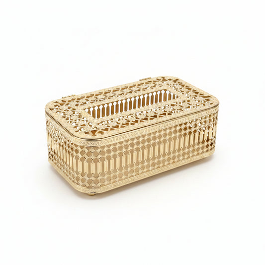 Gold Filigree Tissue Box Cover | Luxury Vanity & Drawing Room Decor