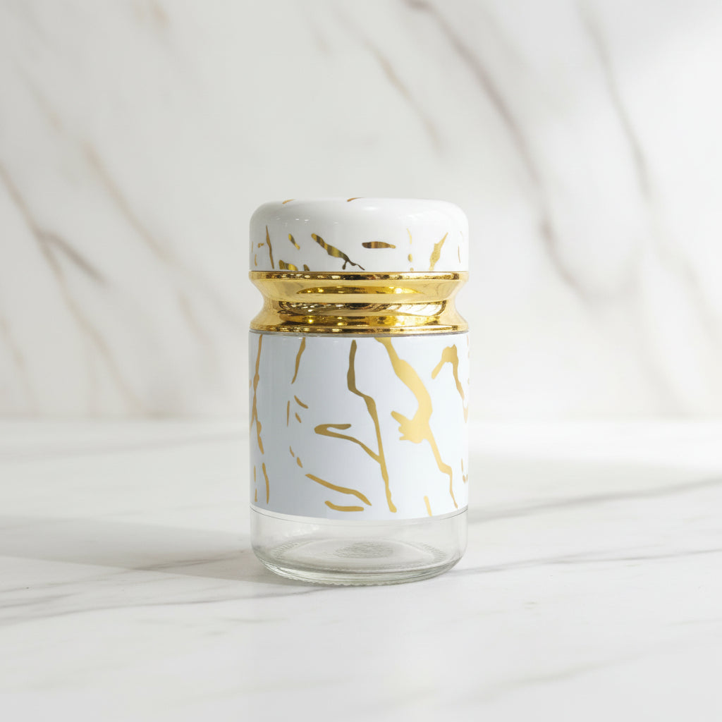 Marble & Gold Spice Shaker | Adjustable Glass Seasoning Jar, 3 Designs