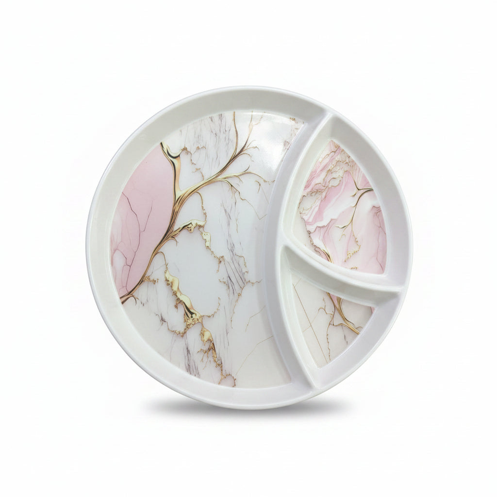 10" 3-Compartment Melamine Serving Platter | Chip & Dip