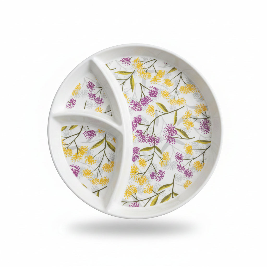 10" 3-Compartment Melamine Serving Platter | Chip & Dip