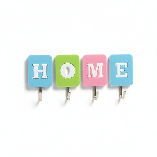 'HOME' Letter Wall Hooks | Adhesive, No-Drill Decorative Organizer
