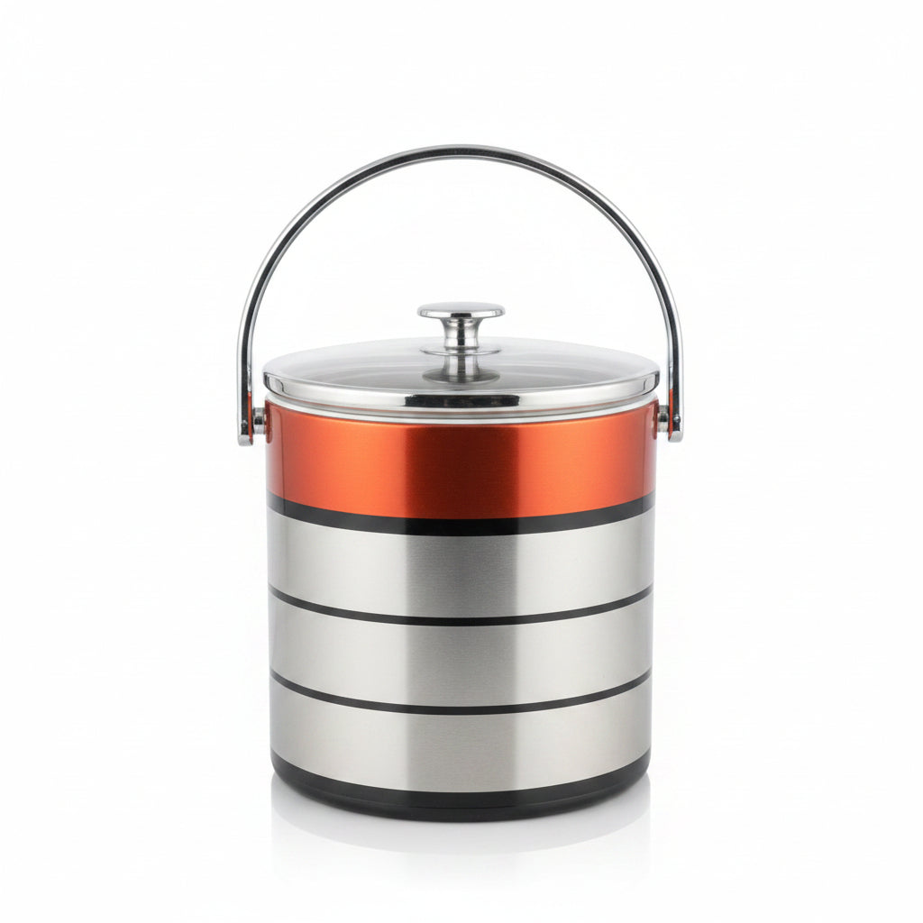 Insulated Steel Ice Bucket with Lid | Home Bar & Party Barware