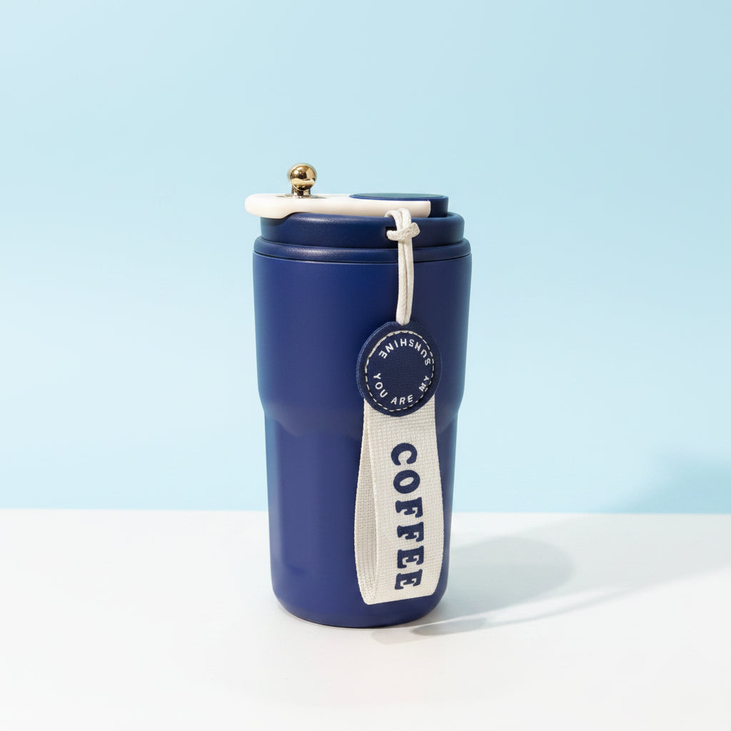 Smart Coffee Tumbler with Temperature Display | Travel Mug + Strap