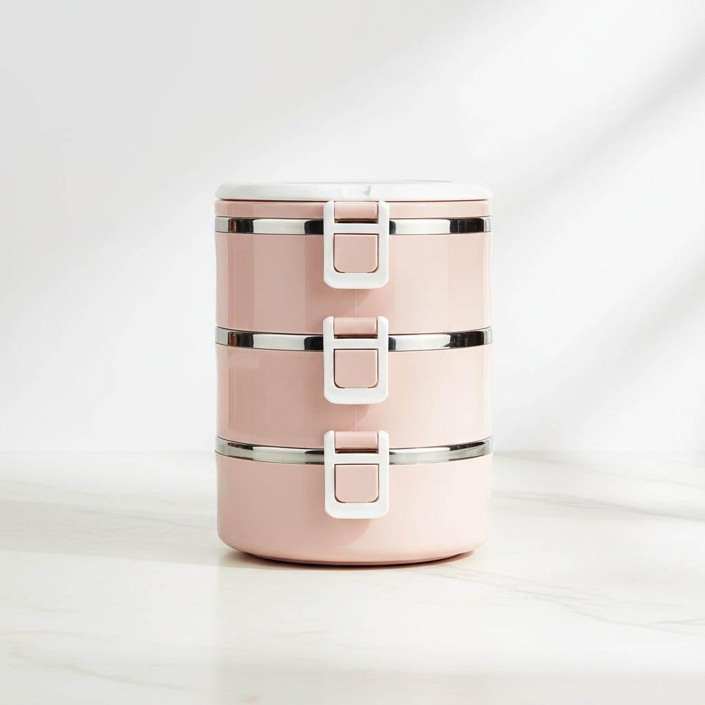 3-Tier Insulated Lunch Box | Office Tiffin Carrier, Stainless Steel