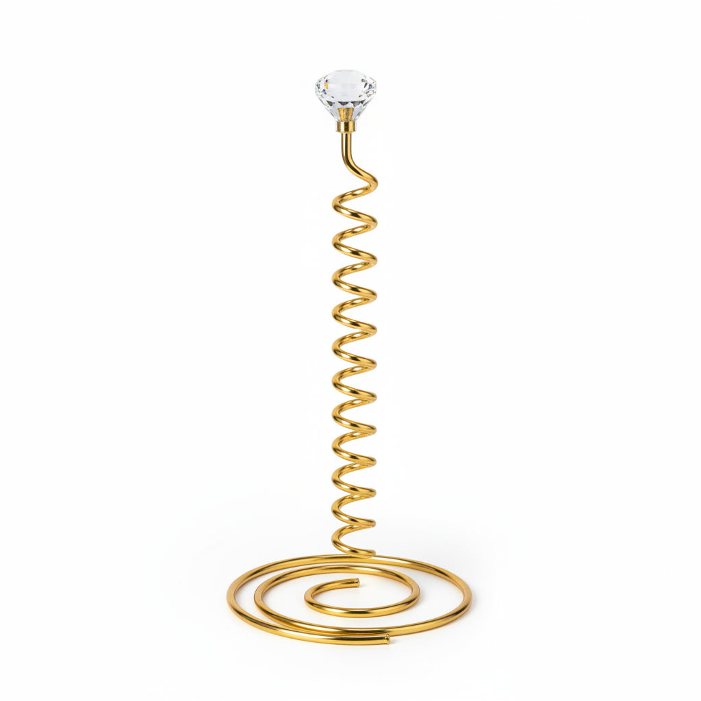 Gold Spiral Paper Towel Holder | Crystal-Top Kitchen Tissue Stand